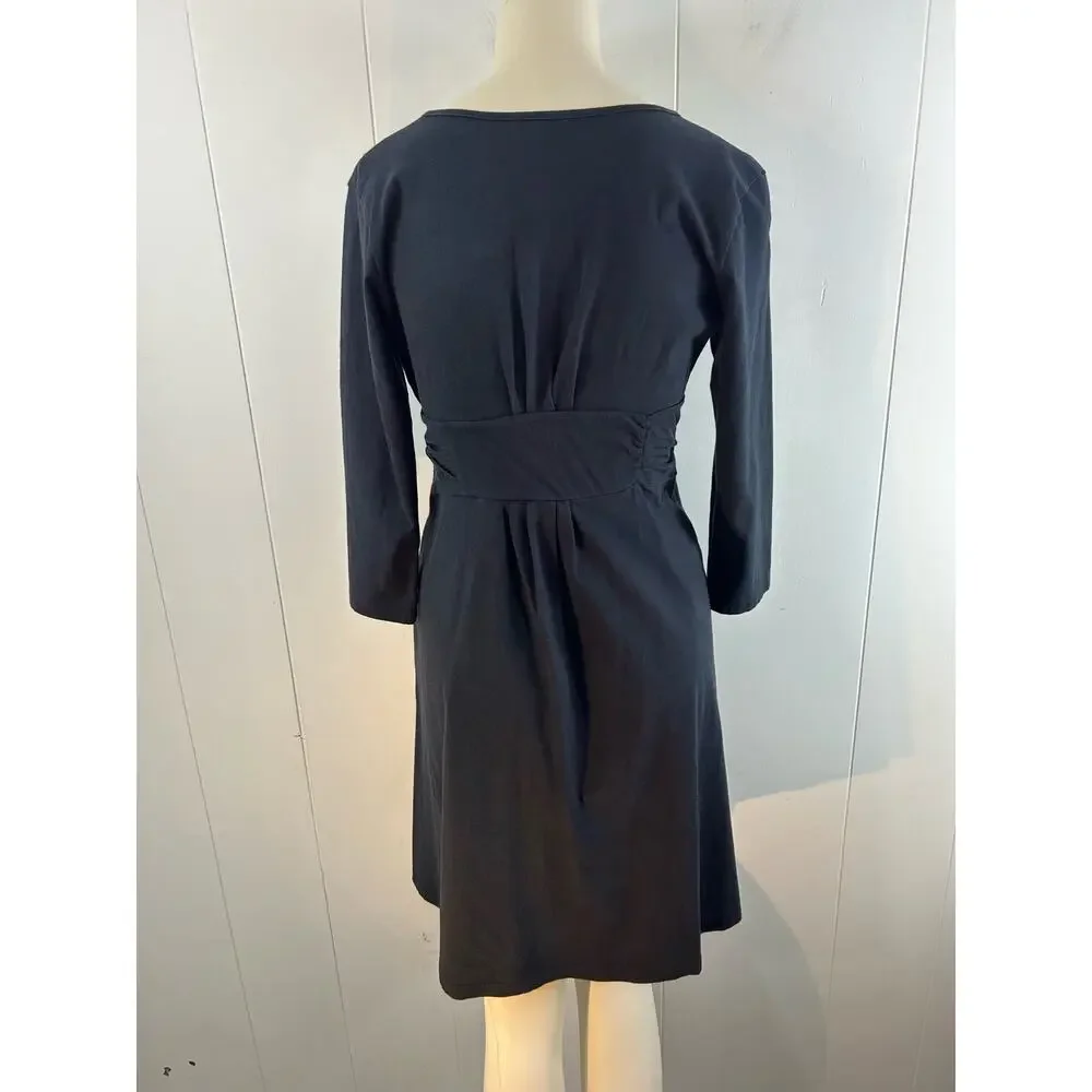 PATAGONIA Margot 3/4 Sleeve Organic Cotton Dress in Black Size Small